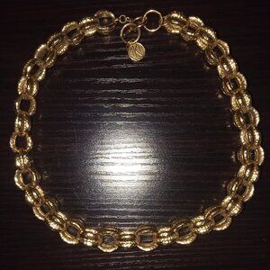 Vintage Anne Klein Bold Hammered Link Necklace